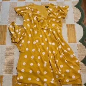 Lane Bryant Mustard Polka Dot Midi Dress